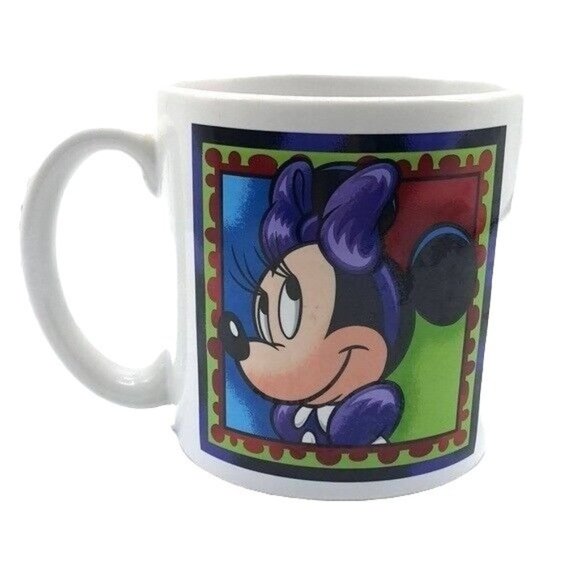 Disney World Minnie Mouse Mug White 4" Bashful Shy Purple Dress Bow Round - Picture 5 of 11